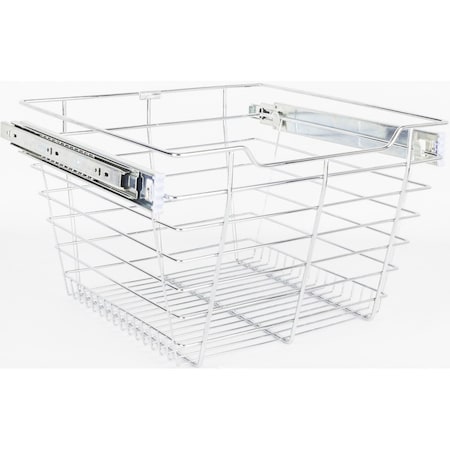 Hardware Resources Chrome Closet Pullout Basket with Slides 16"Dx17"Wx11"H POB1-161711CH